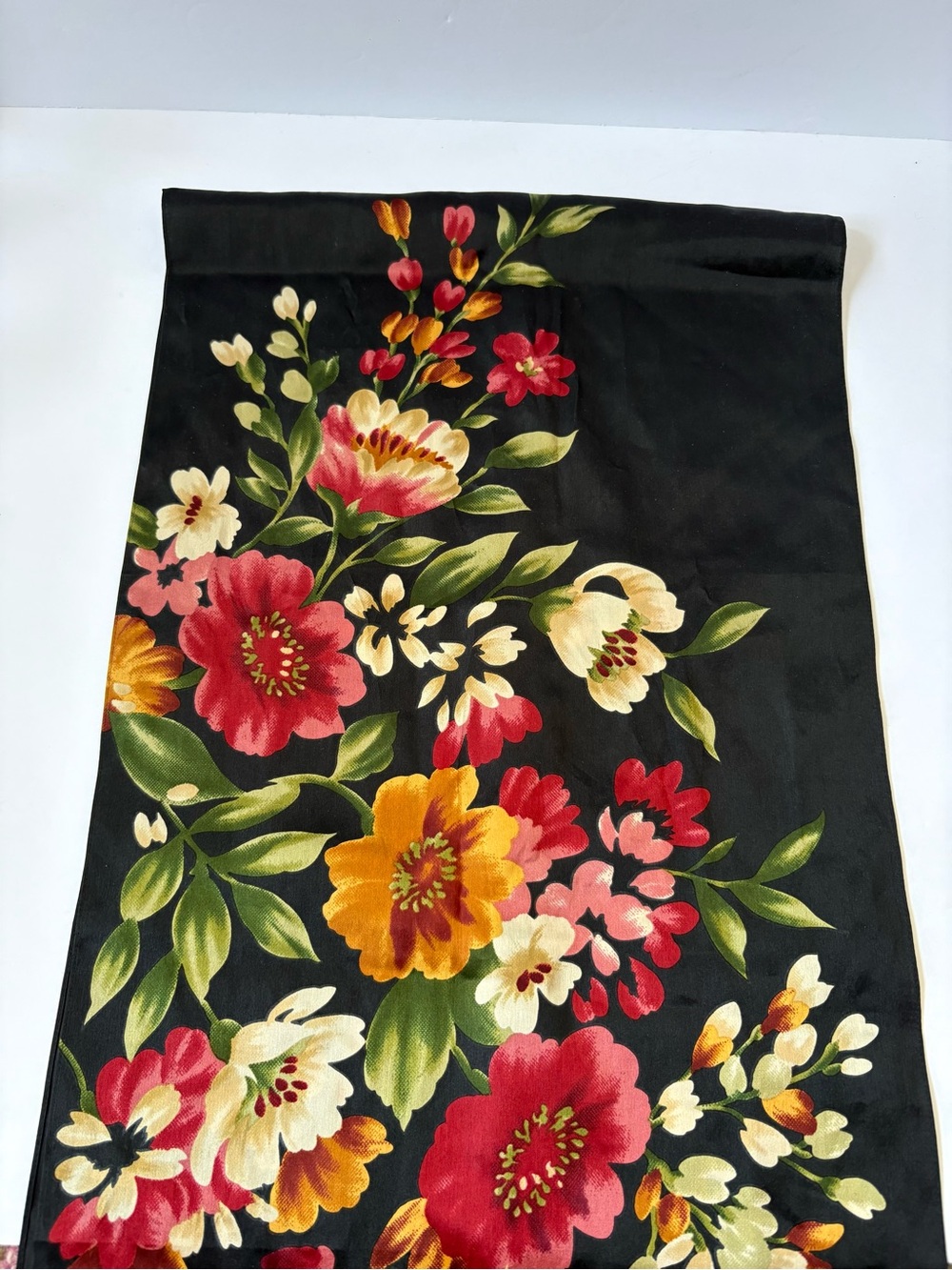 Echo Black Pink Vibrant Bold Floral Boho Garden Silk Scarf 12*52 Career Preppy - Picture 7 of 9